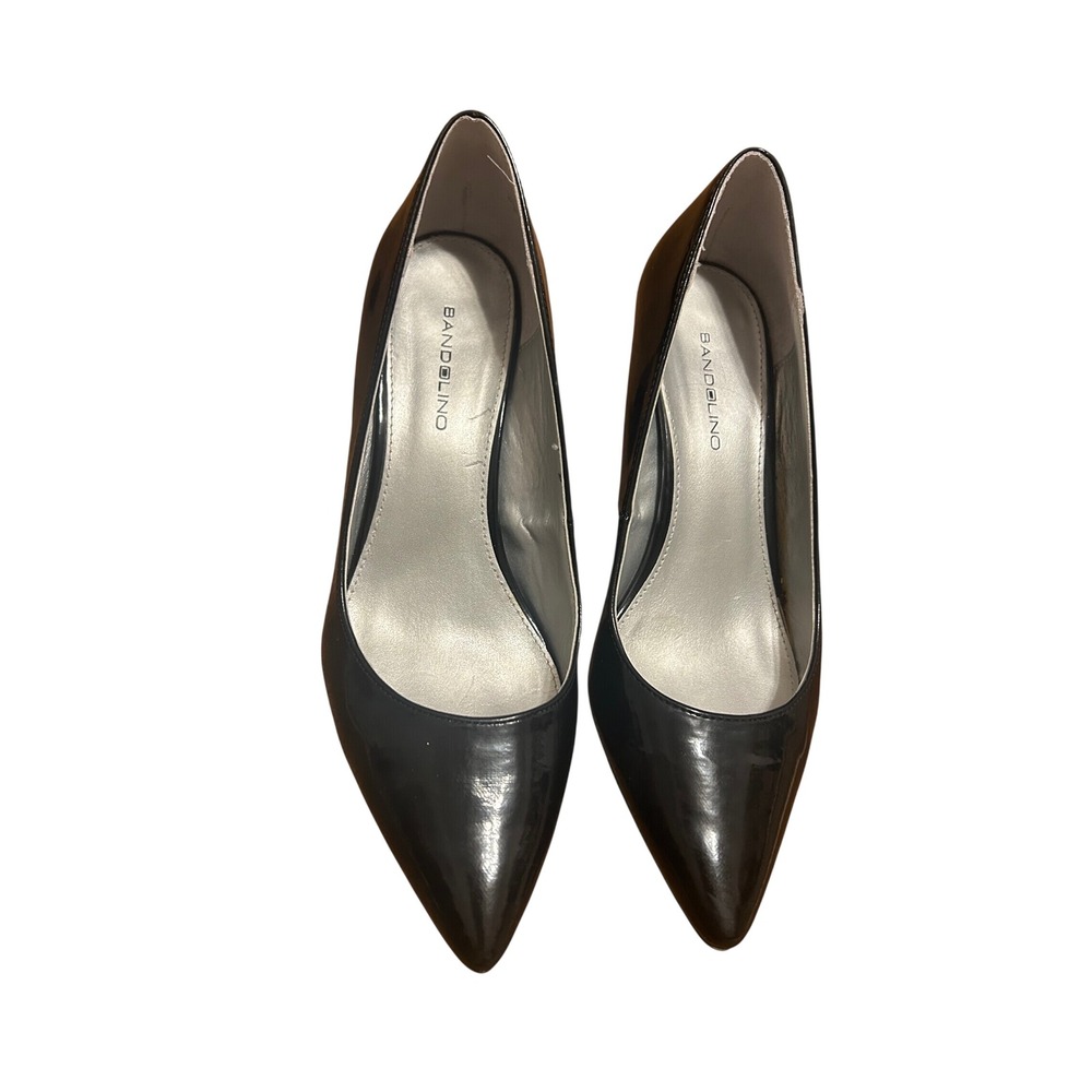 Bandalino Black Patent Leather pups 8.5 Classic staple career 3 inch heel